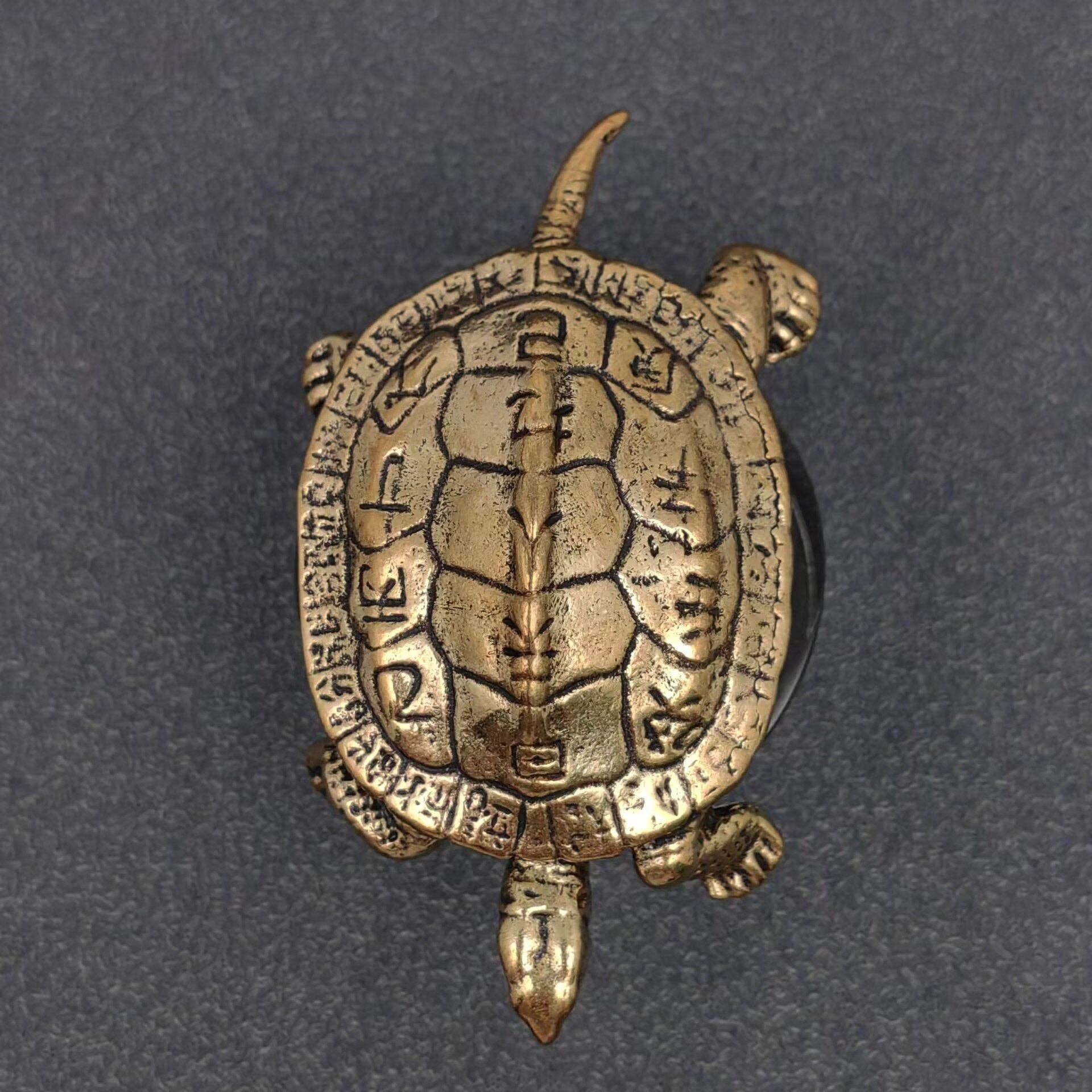 Brass Chinese Divination Style Turtle Desktop Ornaments