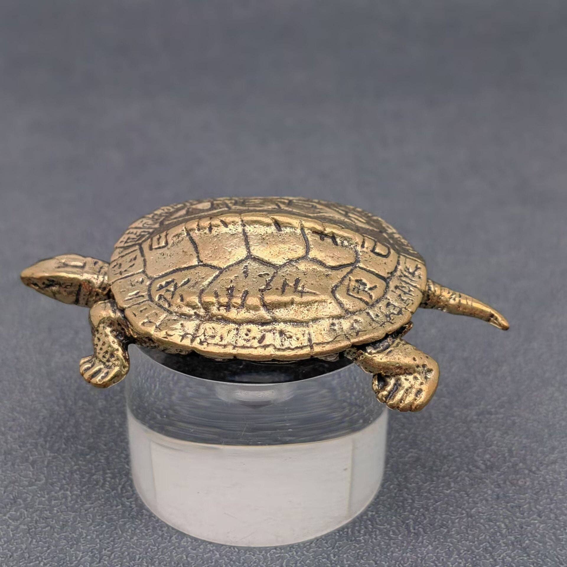 Brass Chinese Divination Style Turtle Desktop Ornaments