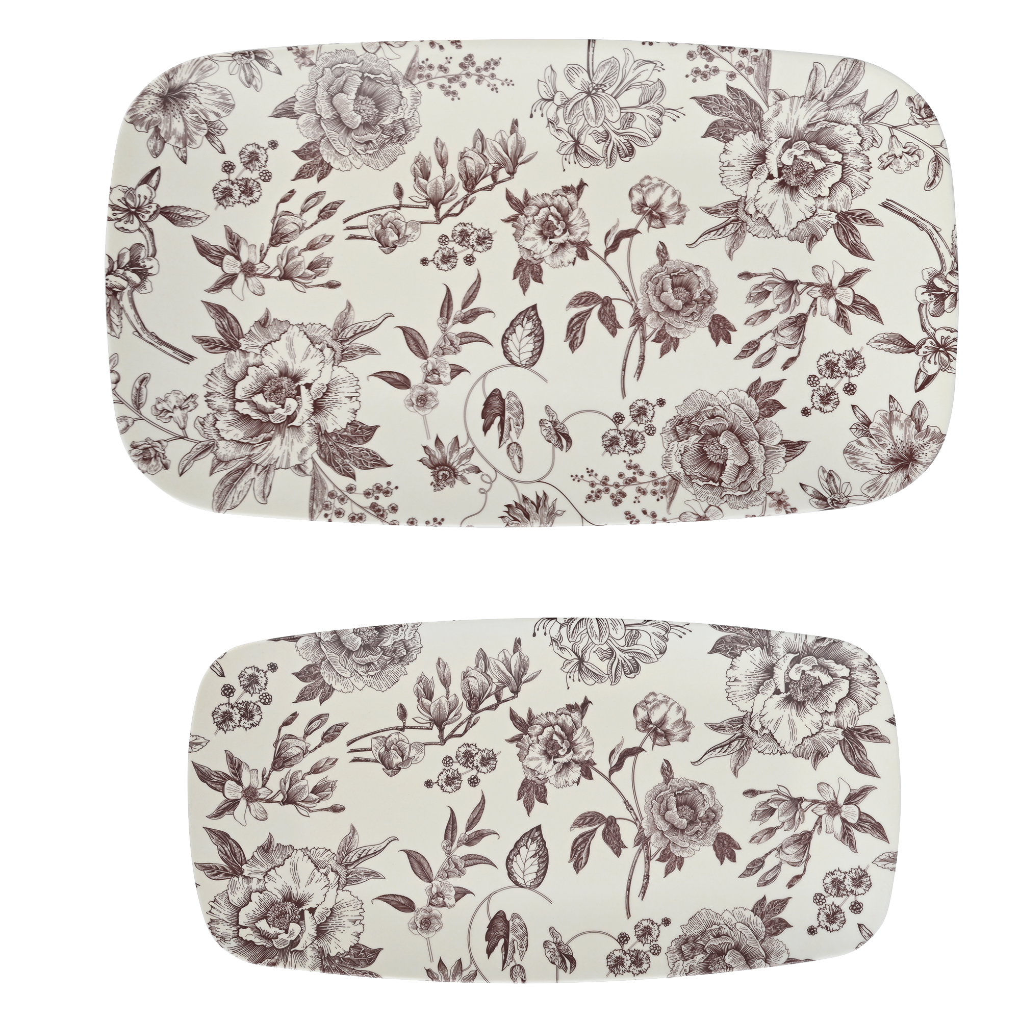 Brown Delft Stacking Melamine Trays (Set of 2)