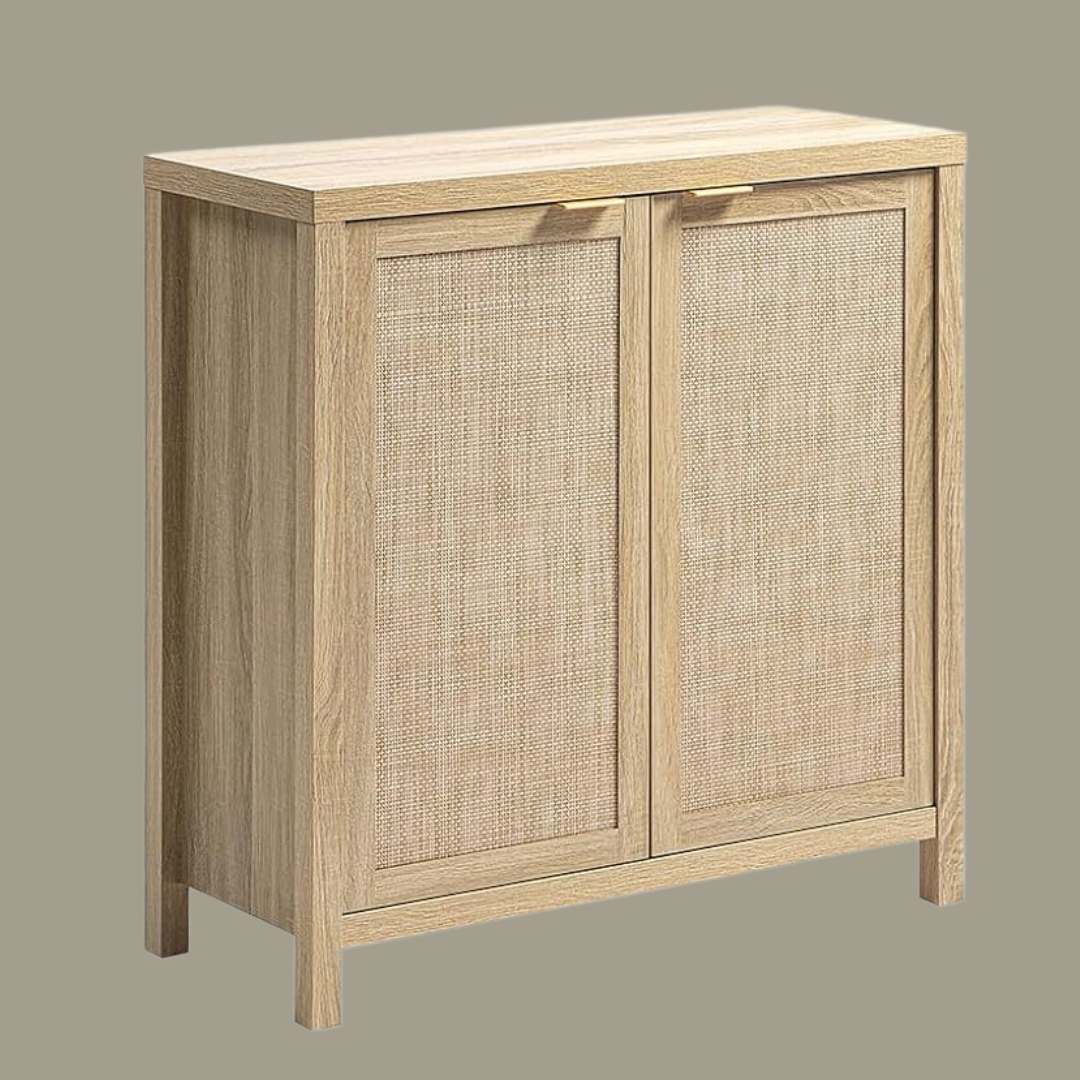Rattan Sideboard Buffet Cabinet, 2 Pieces