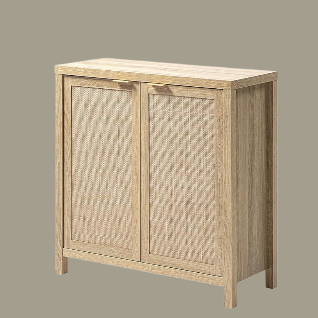 Rattan Sideboard Buffet Cabinet, 2 Pieces