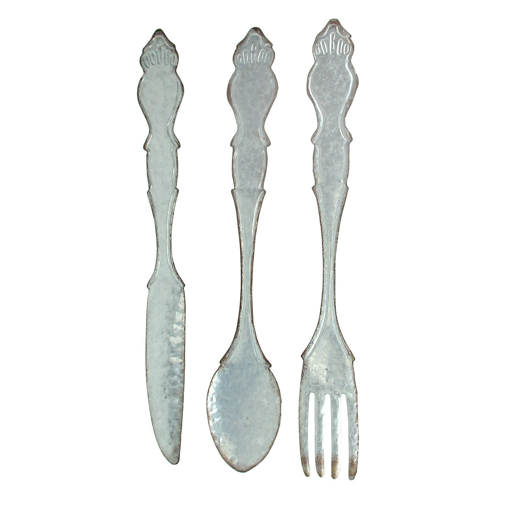 Set of 3 Galvanized Wall Utensils - 31.5"