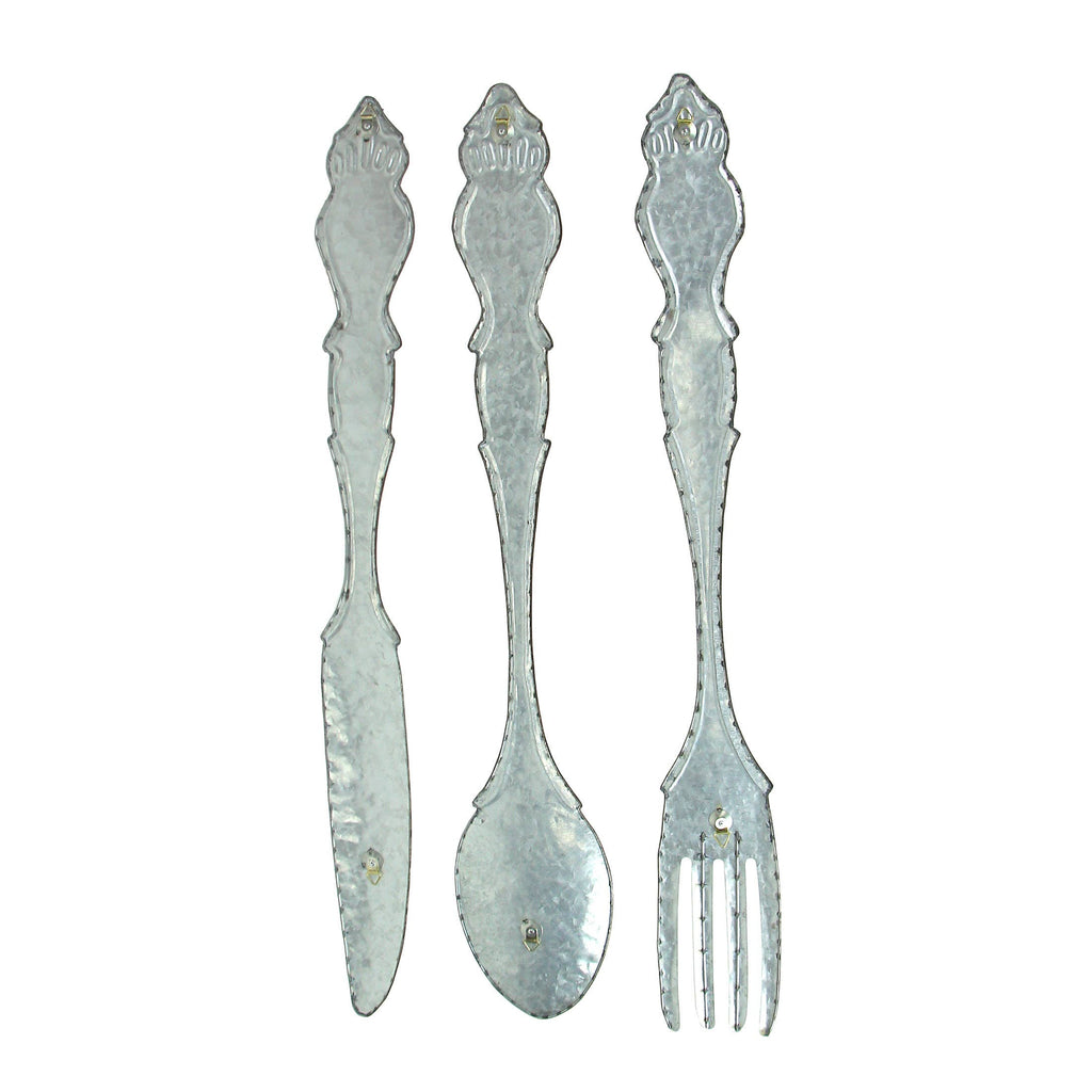 Set of 3 Galvanized Wall Utensils - 31.5"