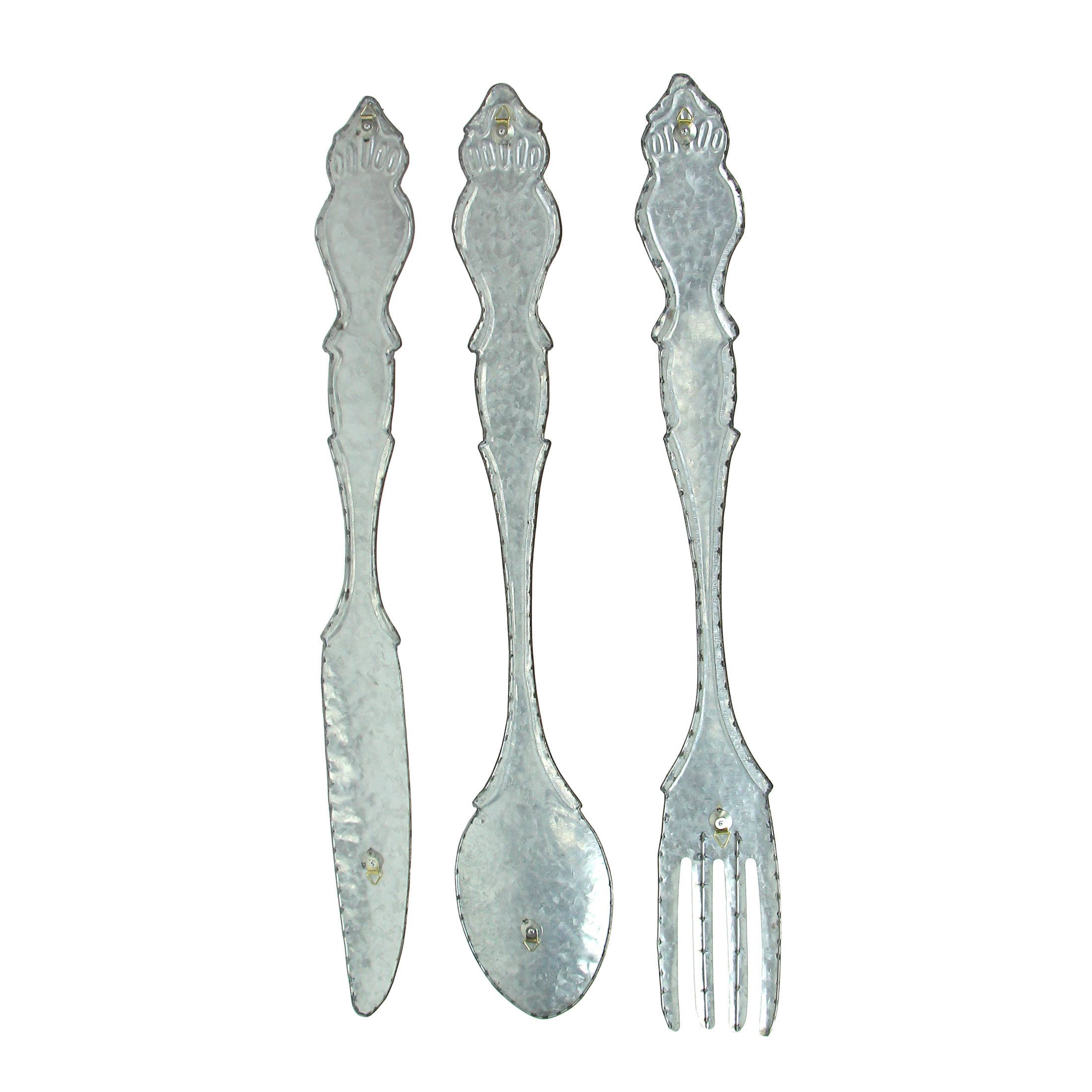 Set of 3 Galvanized Wall Utensils - 31.5"