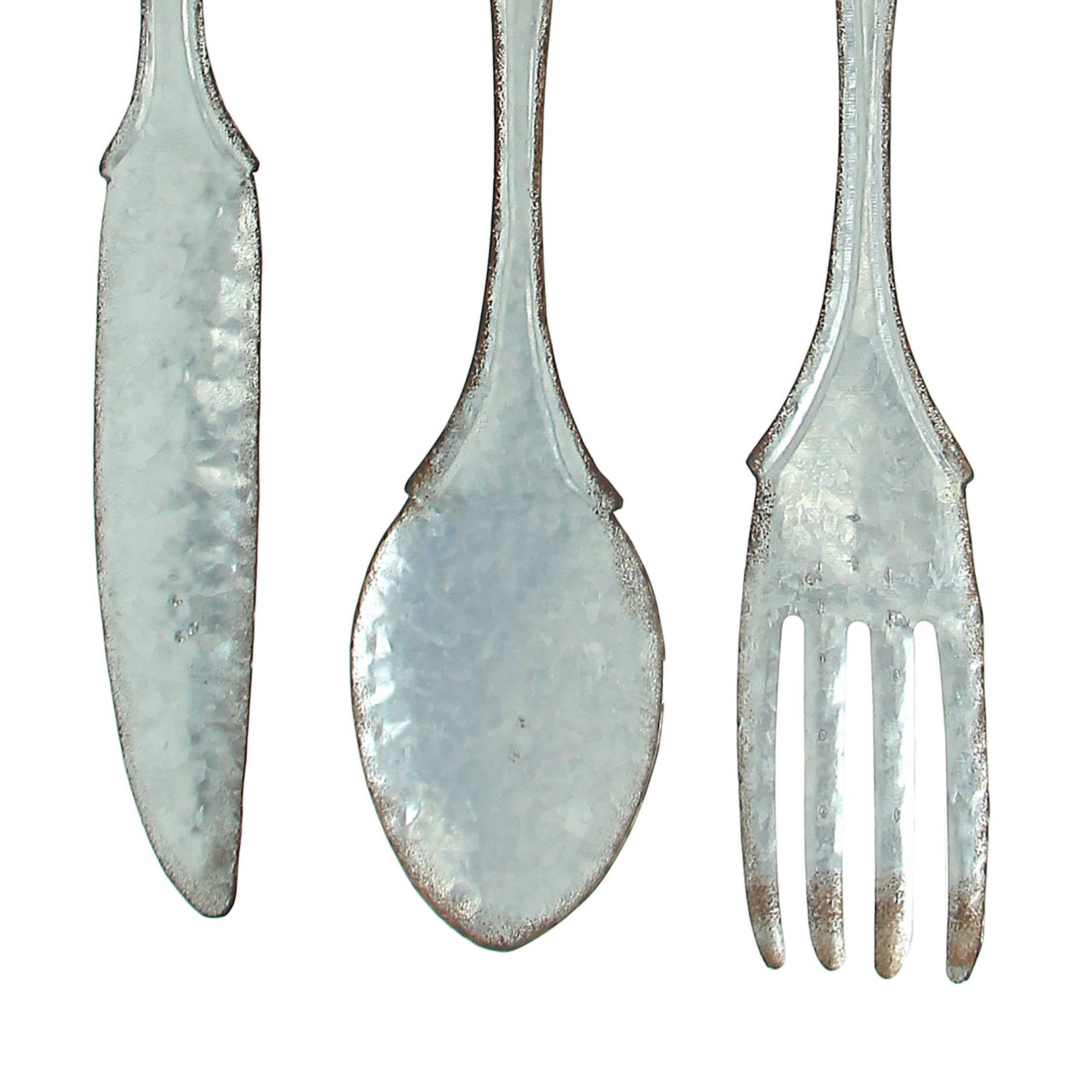 Set of 3 Galvanized Wall Utensils - 31.5"