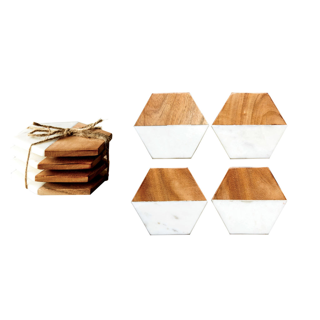 Mango + Marble Hexagon Coasters, Set of 4