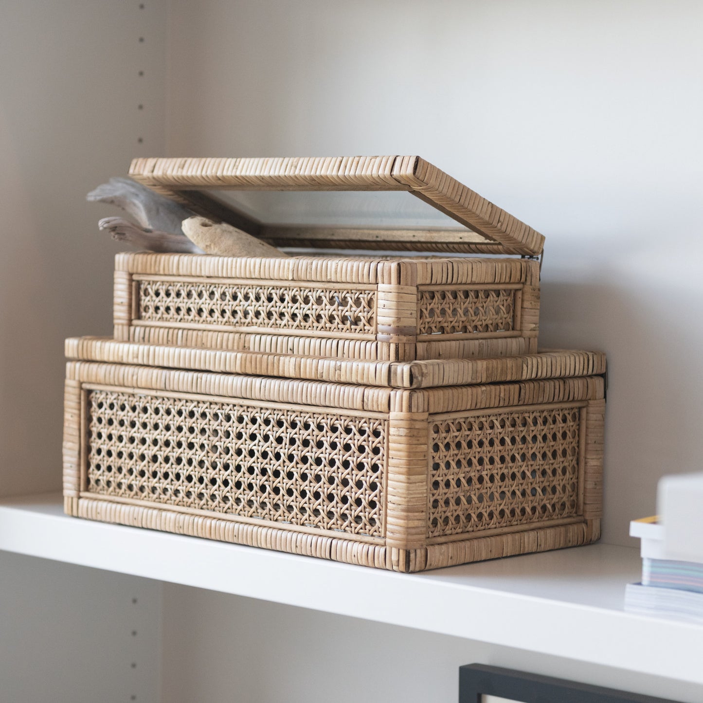 Display Boxes with Glass Lids, Set of 2