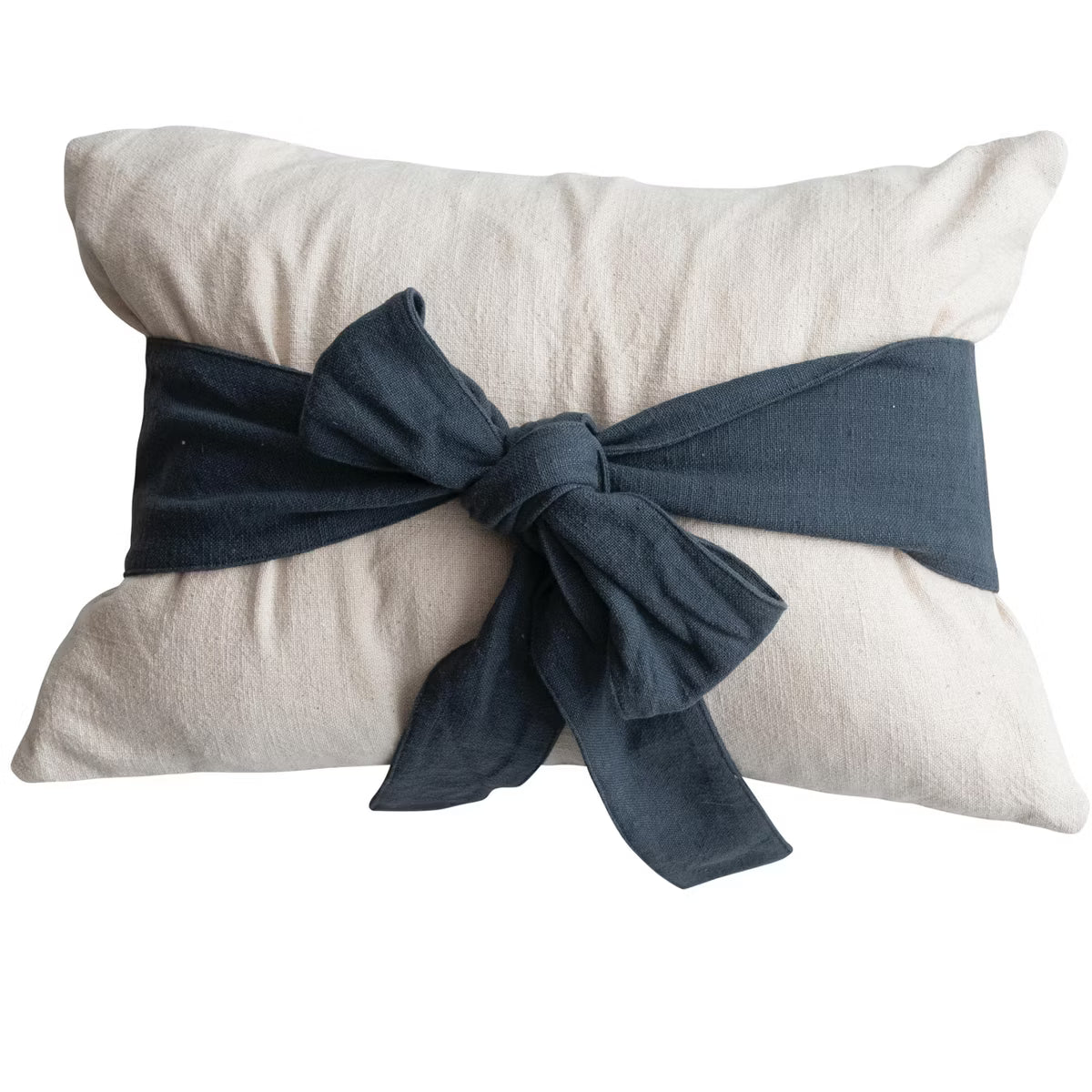 Woven Cotton Lumbar Pillow with Bow