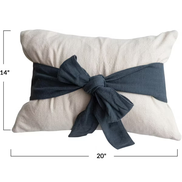 Woven Cotton Lumbar Pillow with Bow