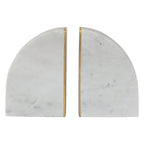 Marble Bookends with Brass Inlay, Gold Finish & White, Set of 2