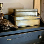 Antique Brass Metal Boxes, Set of 2