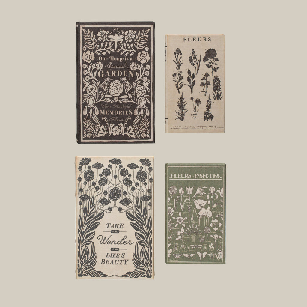 MDF and Canvas Book Storage Boxes, Set of 2