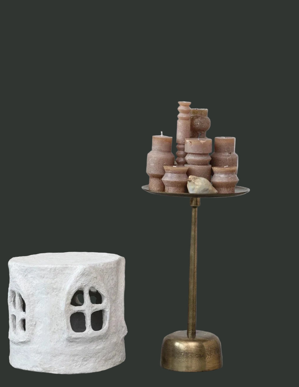 Aluminum Side Table | Antique Brass Finish