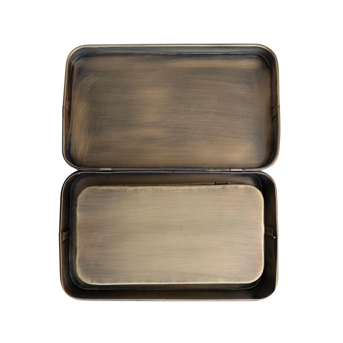 Antique Brass Metal Boxes, Set of 2