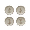 Embossed Stoneware Dish w/ Flower, 4 Styles (Each One Will Vary)